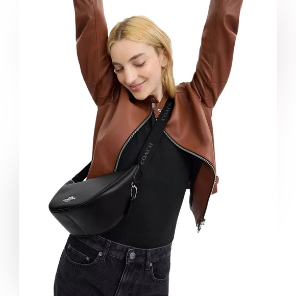 ‼️Coach Black Leather Pace Shoulder Bag Crossbody Bag - Picture 2 of 16